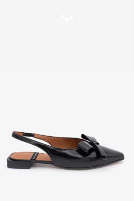 ANGEL ALARCON CHARLOTTE - BLACK BOW SLINGBACK FLATS