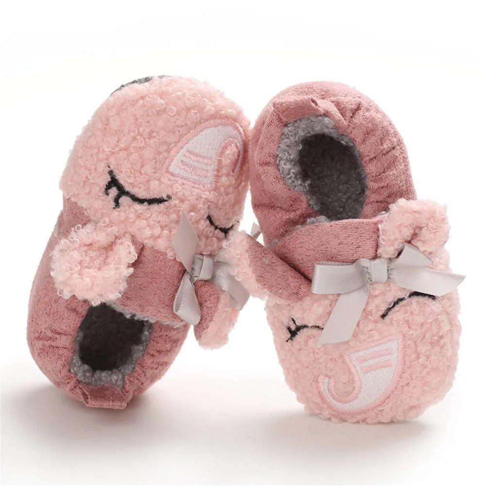 Baby Unisex Cartoon Slip On Fur Flats Children Wholesale Shoes