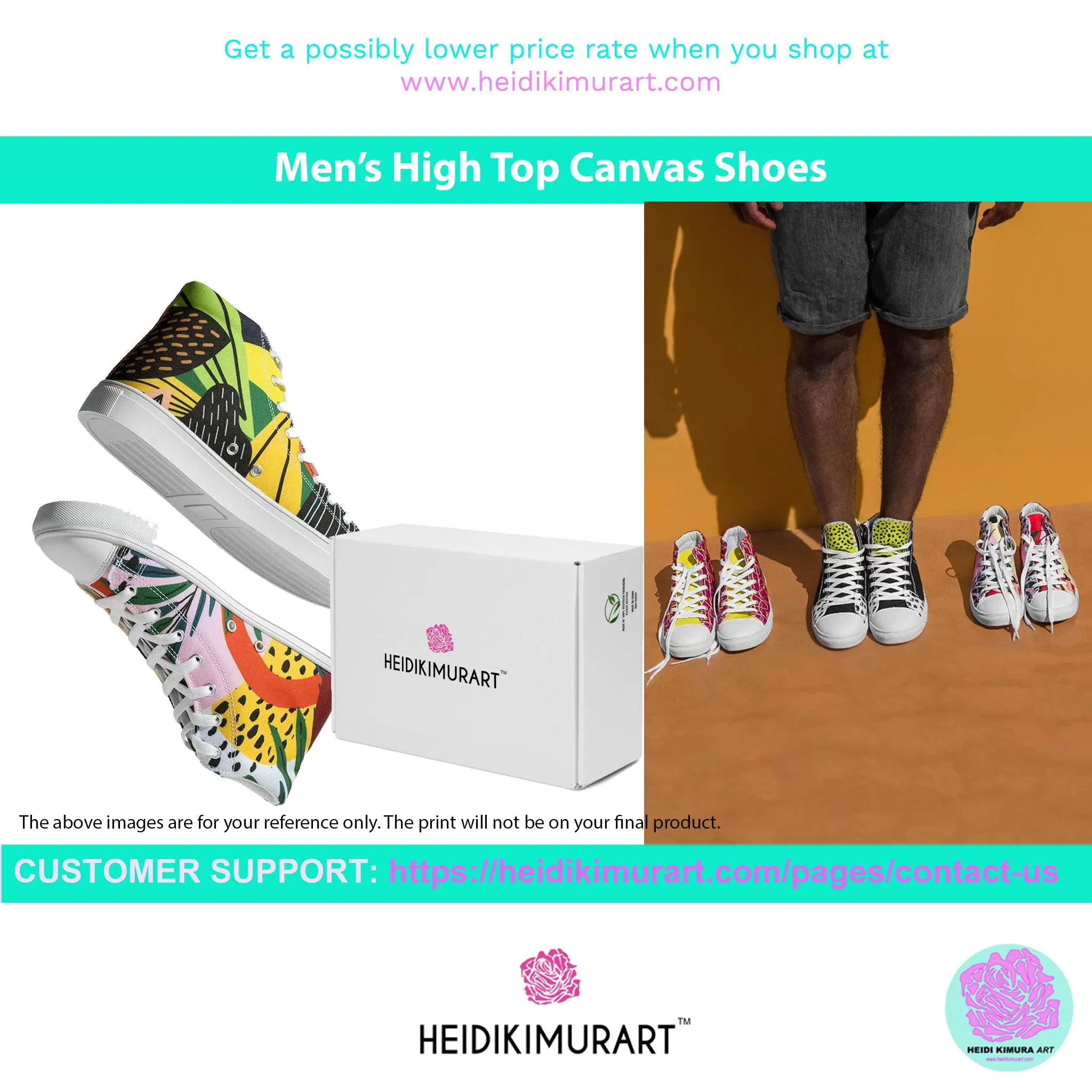 Black Color Men's High Tops, Modern Minimalist Best Men's High Top Sneakers (US Size: 5-14)