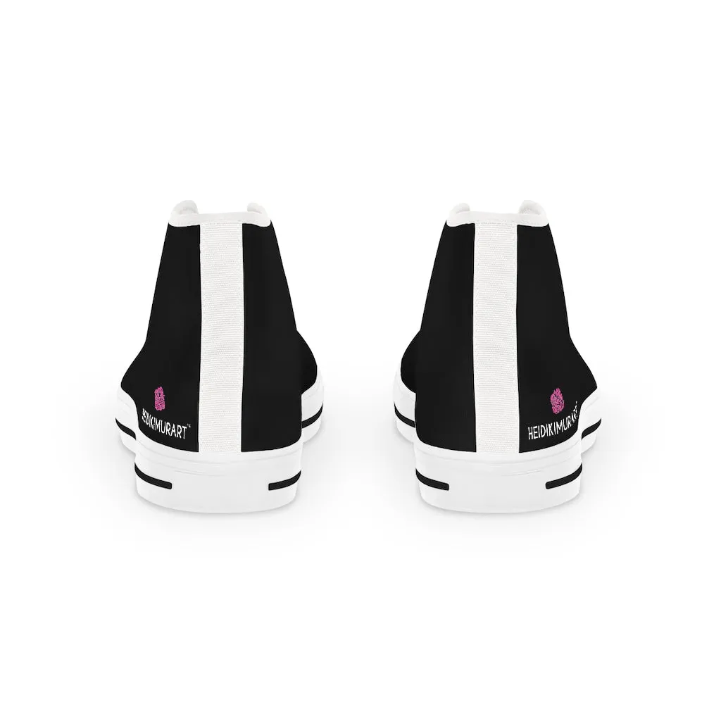 Black Color Men's High Tops, Modern Minimalist Best Men's High Top Sneakers (US Size: 5-14)