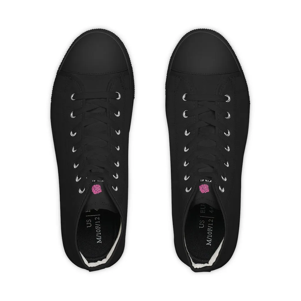 Black Color Men's High Tops, Modern Minimalist Best Men's High Top Sneakers (US Size: 5-14)