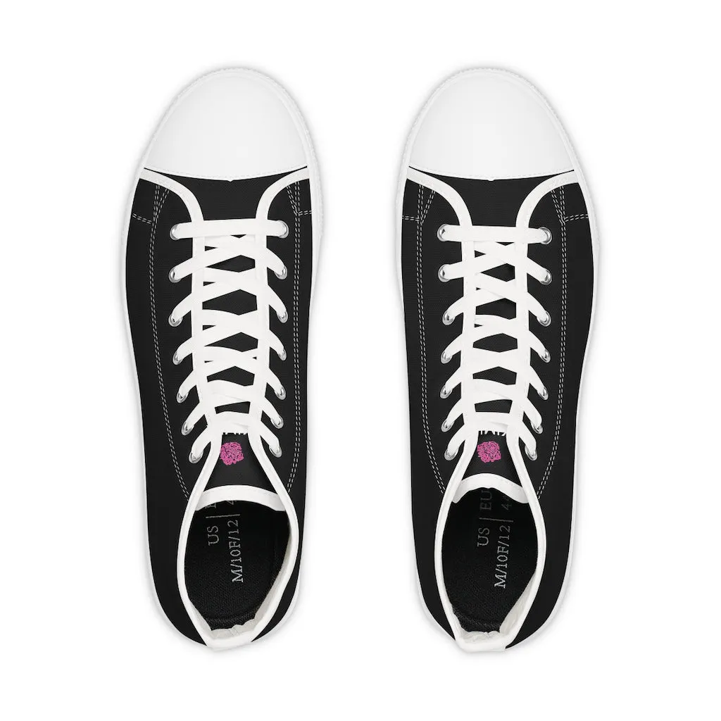 Black Color Men's High Tops, Modern Minimalist Best Men's High Top Sneakers (US Size: 5-14)