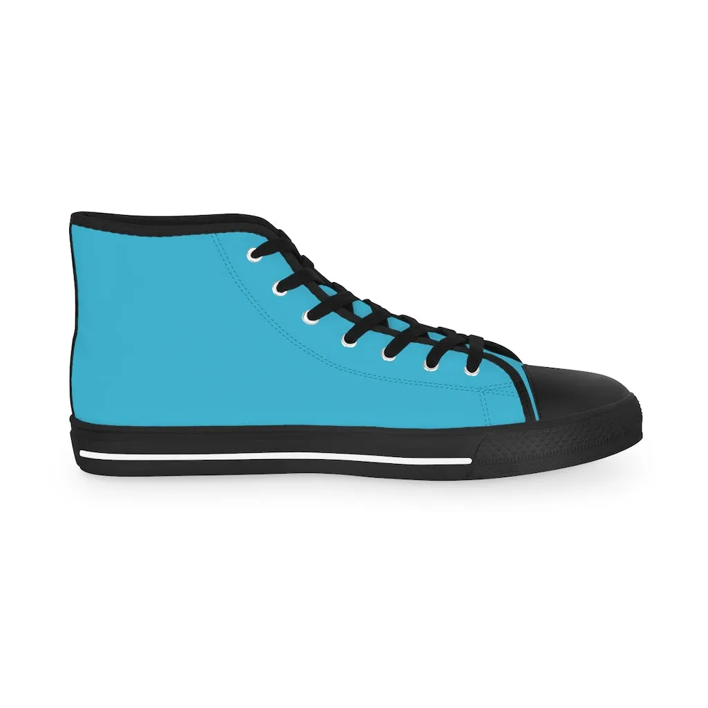 Blue Men's High Tops, Blue Color Modern Minimalist Best Men's High Top Sneakers (US Size: 5-14)