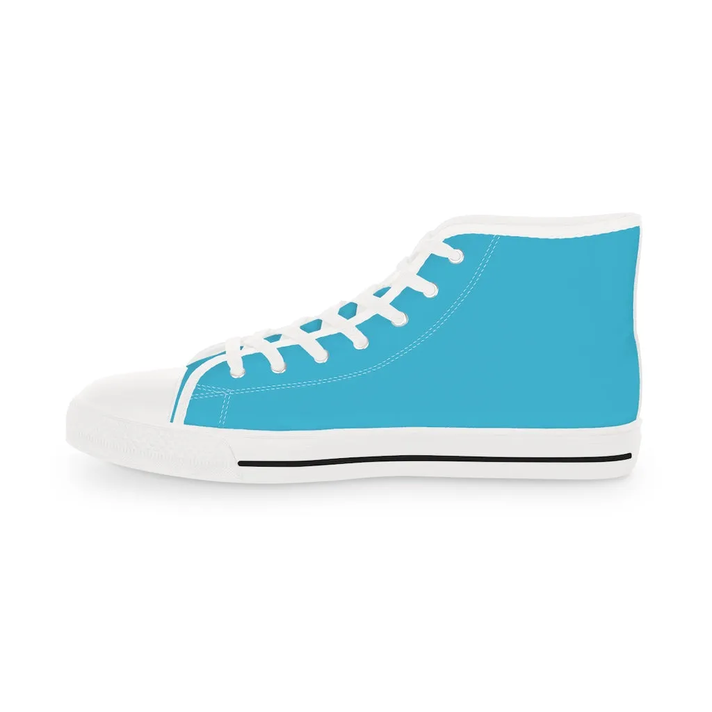 Blue Men's High Tops, Blue Color Modern Minimalist Best Men's High Top Sneakers (US Size: 5-14)