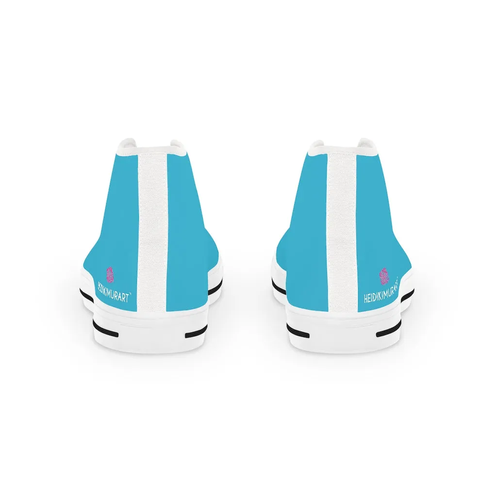 Blue Men's High Tops, Blue Color Modern Minimalist Best Men's High Top Sneakers (US Size: 5-14)