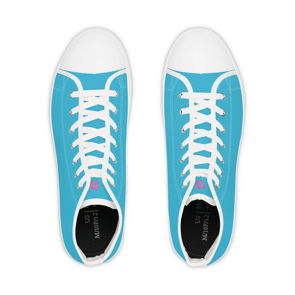 Blue Men's High Tops, Blue Color Modern Minimalist Best Men's High Top Sneakers (US Size: 5-14)