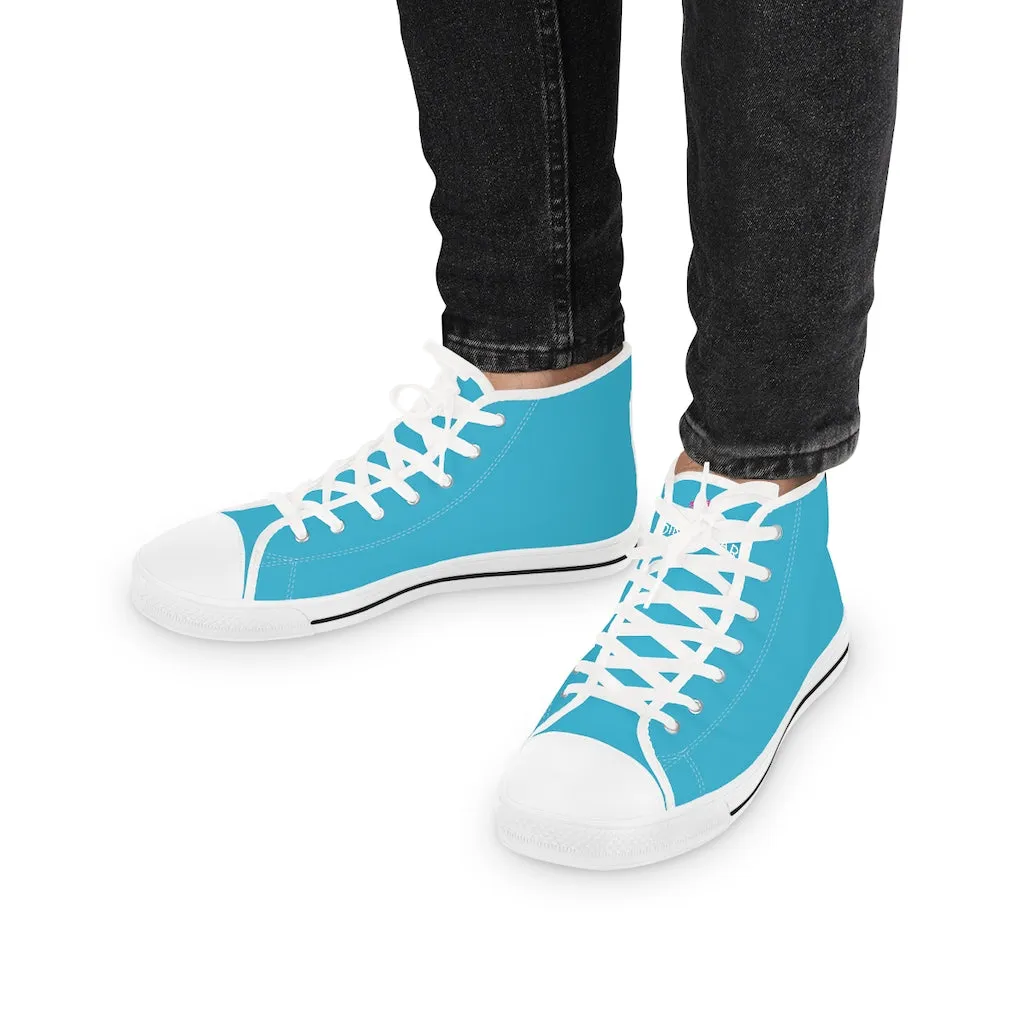 Blue Men's High Tops, Blue Color Modern Minimalist Best Men's High Top Sneakers (US Size: 5-14)