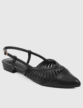 Cecilia Pointed Toe Ballerina & Flats (Black)