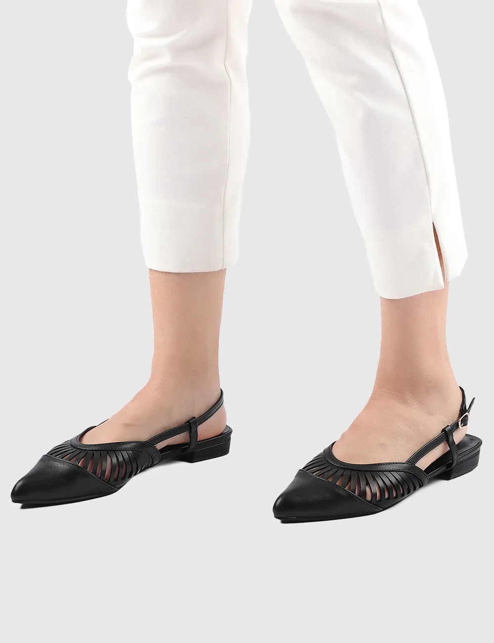Cecilia Pointed Toe Ballerina & Flats (Black)