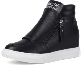 Ckrola Womens Fashion Platform Shoes Hidden Wedge Heel High Top Sneakers for Women Platform Boots Working Shoes Women