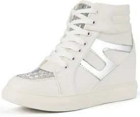 Ckrola Womens Fashion Platform Shoes Hidden Wedge Heel High Top Sneakers for Women Platform Boots Working Shoes Women