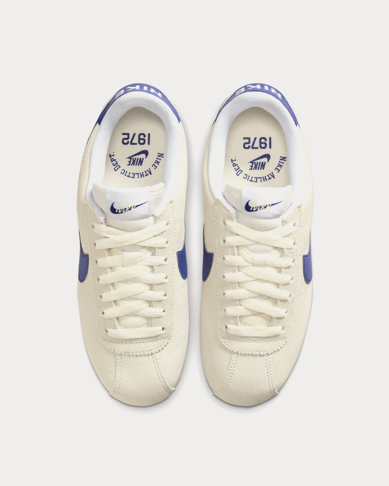Cortez Suede Pale Ivory / Deep Royal Blue Low Top Sneakers