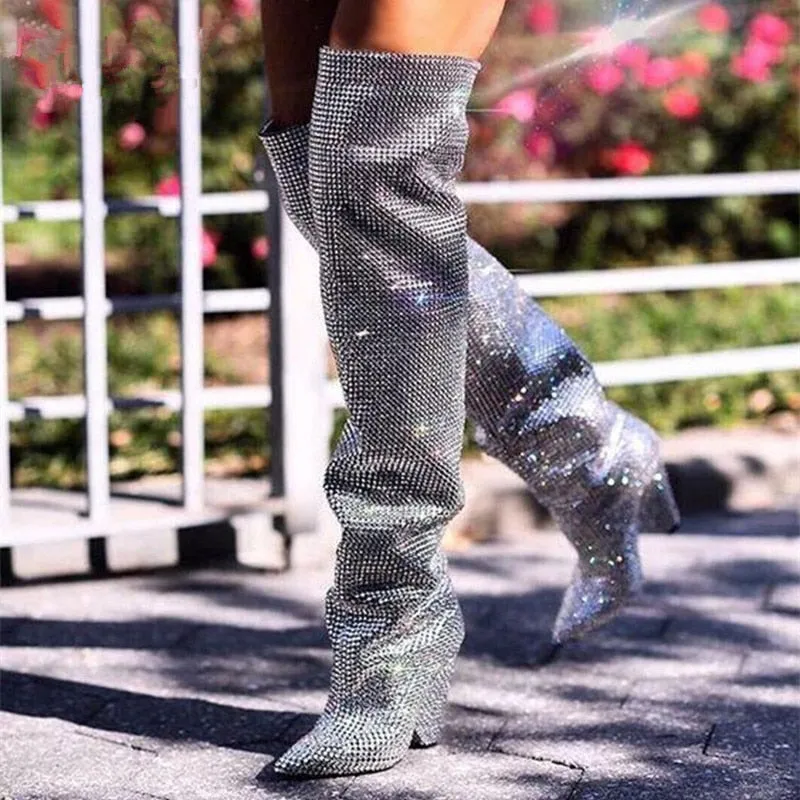 Crystal Knee High Boots