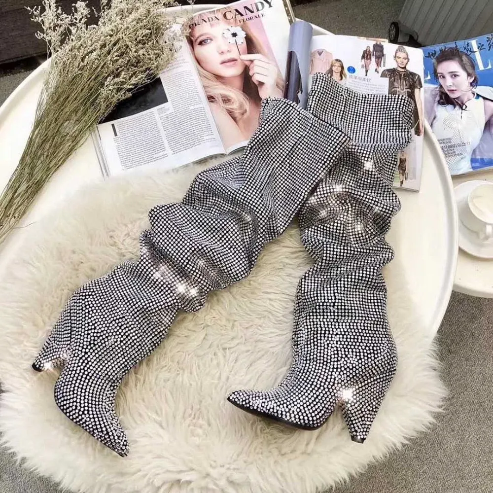 Crystal Knee High Boots