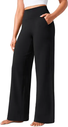 CRZ YOGA Womens Butterlift High Waisted Wide Leg Pants with Pockets 29"/31"/33" - Yoga Lounge Buttery Soft Comfy Casual