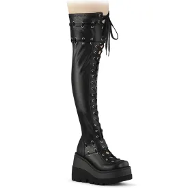 DemoniaCult Shaker 325 Womens Front Lace, Platform Over-Knee-Boots