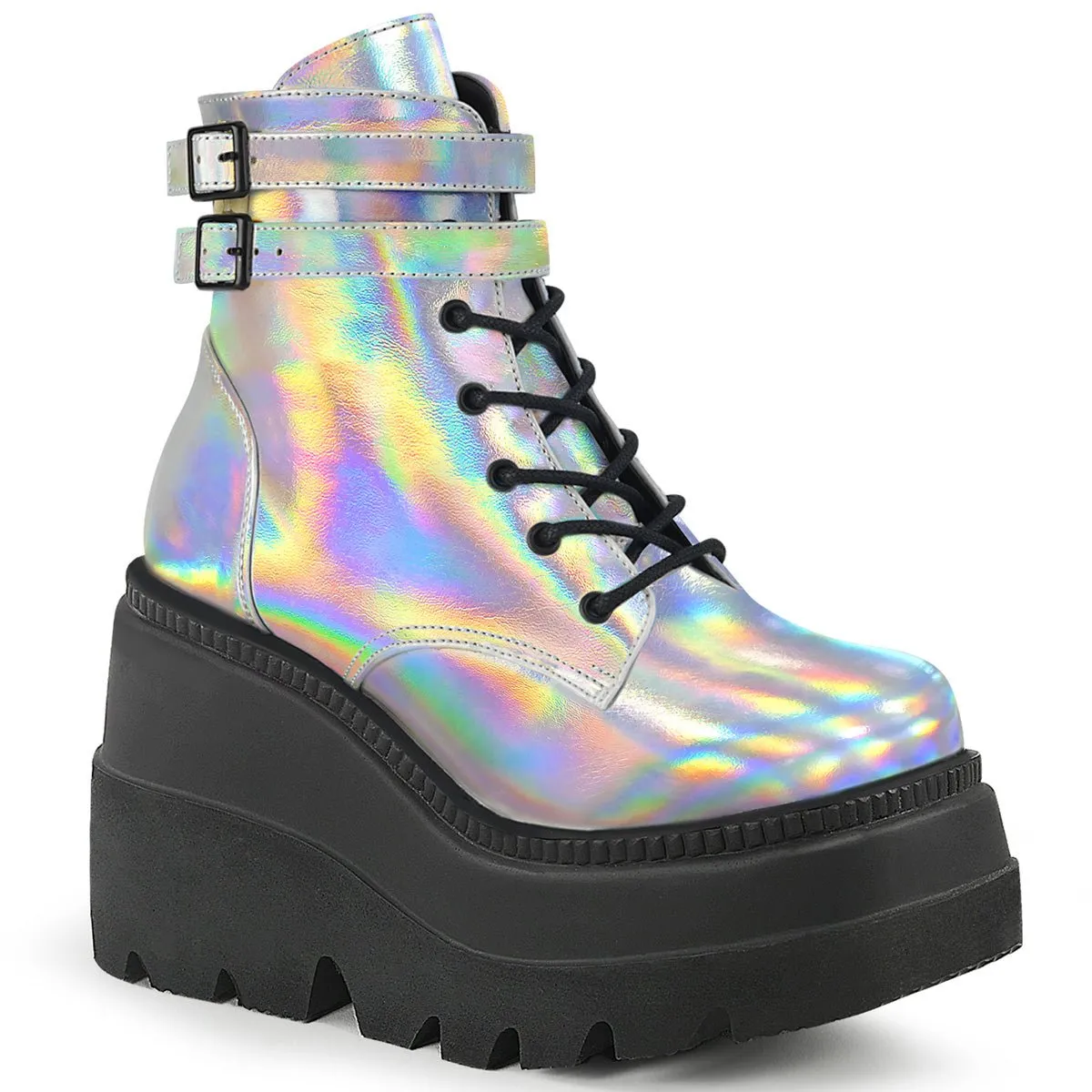 DemoniaCult Shaker 52-1 Womens Front Lace, Platform Ankle Length Boots