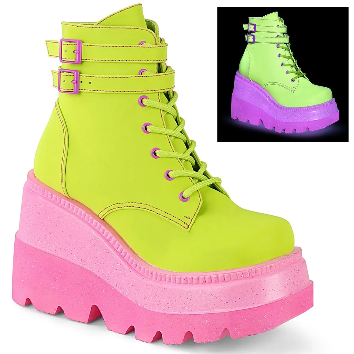 DemoniaCult Shaker 52-1 Womens Front Lace, Platform Ankle Length Boots