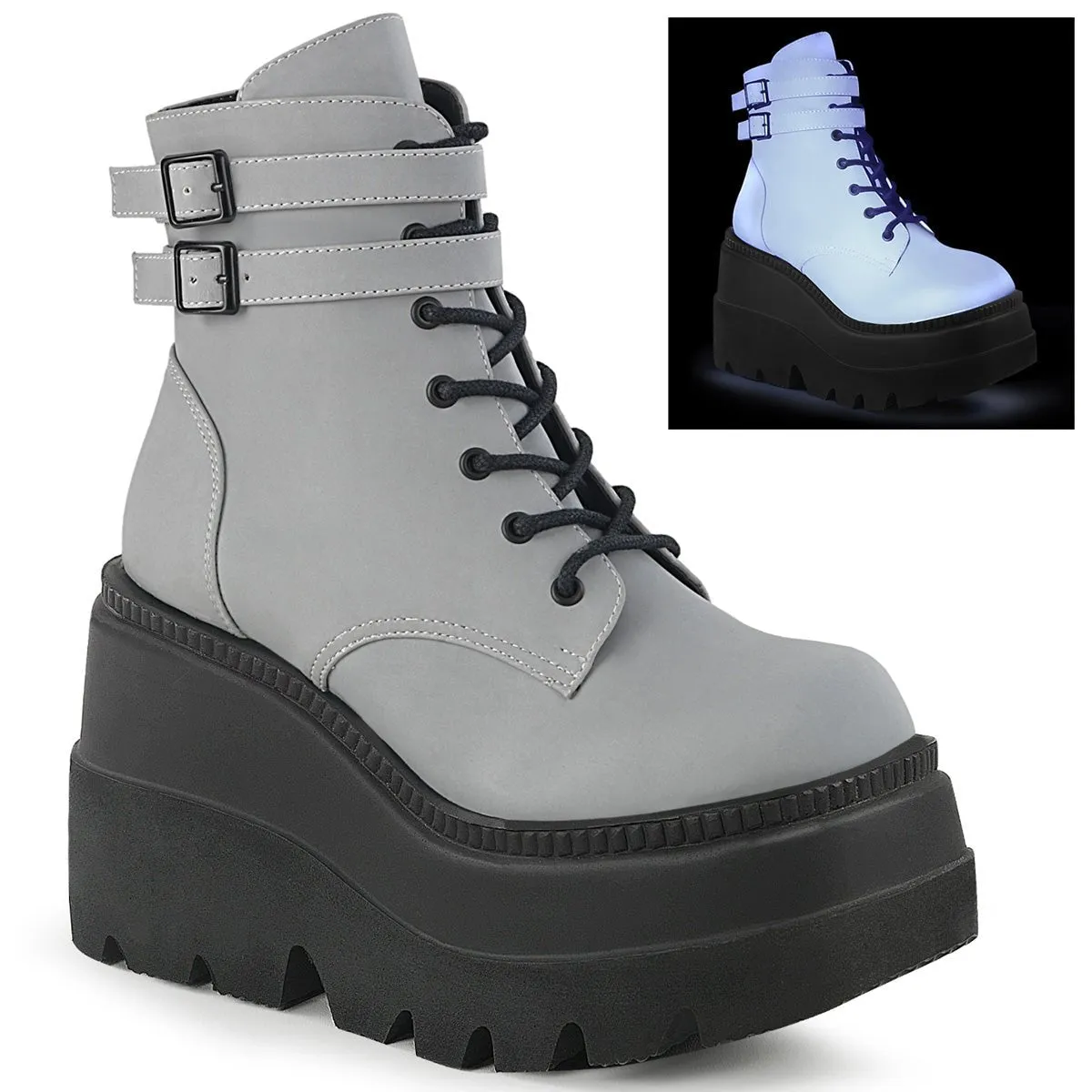 DemoniaCult Shaker 52-1 Womens Front Lace, Platform Ankle Length Boots