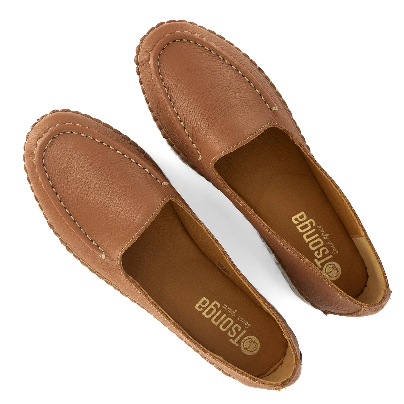 Dodoma : Ladies Leather Espadrille in Oak Natan