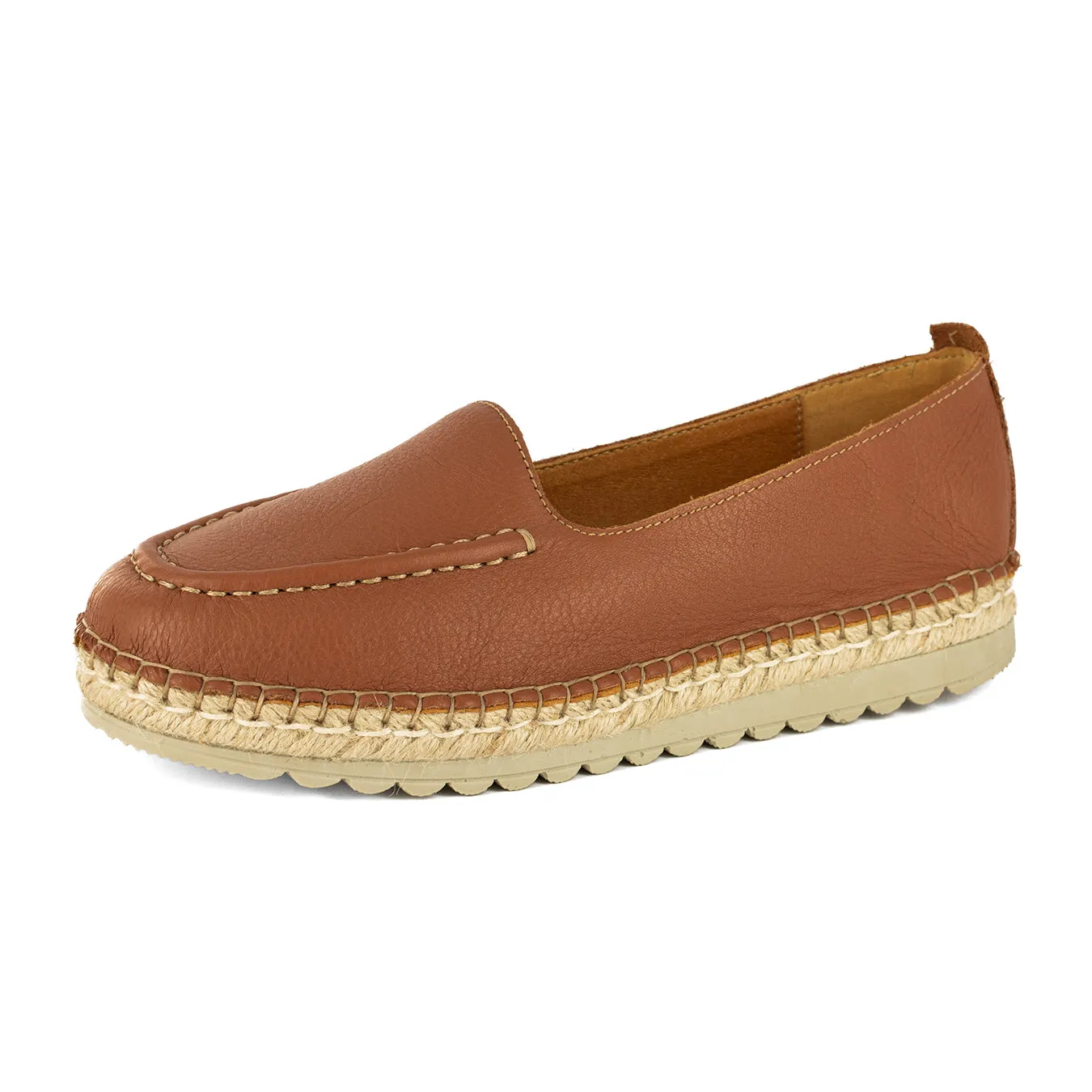 Dodoma : Ladies Leather Espadrille in Oak Natan