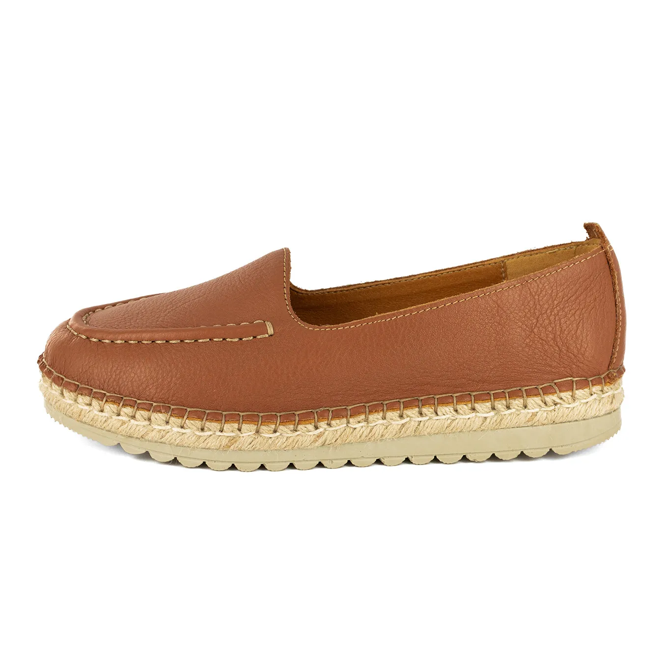 Dodoma : Ladies Leather Espadrille in Oak Natan