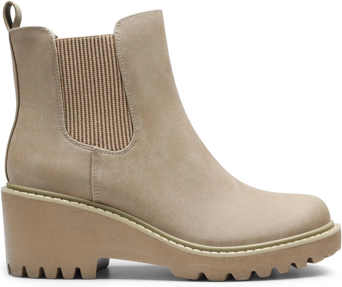 DREAM PAIRS Women's Wedge Chelsea Ankle Boots Fashion Round Toe Low Wedge Heel Platform Booties Shoes