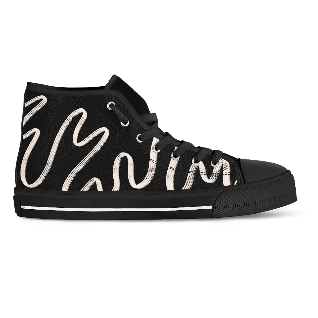 Duo Tone Squiggle Women's High Top Sneakers
