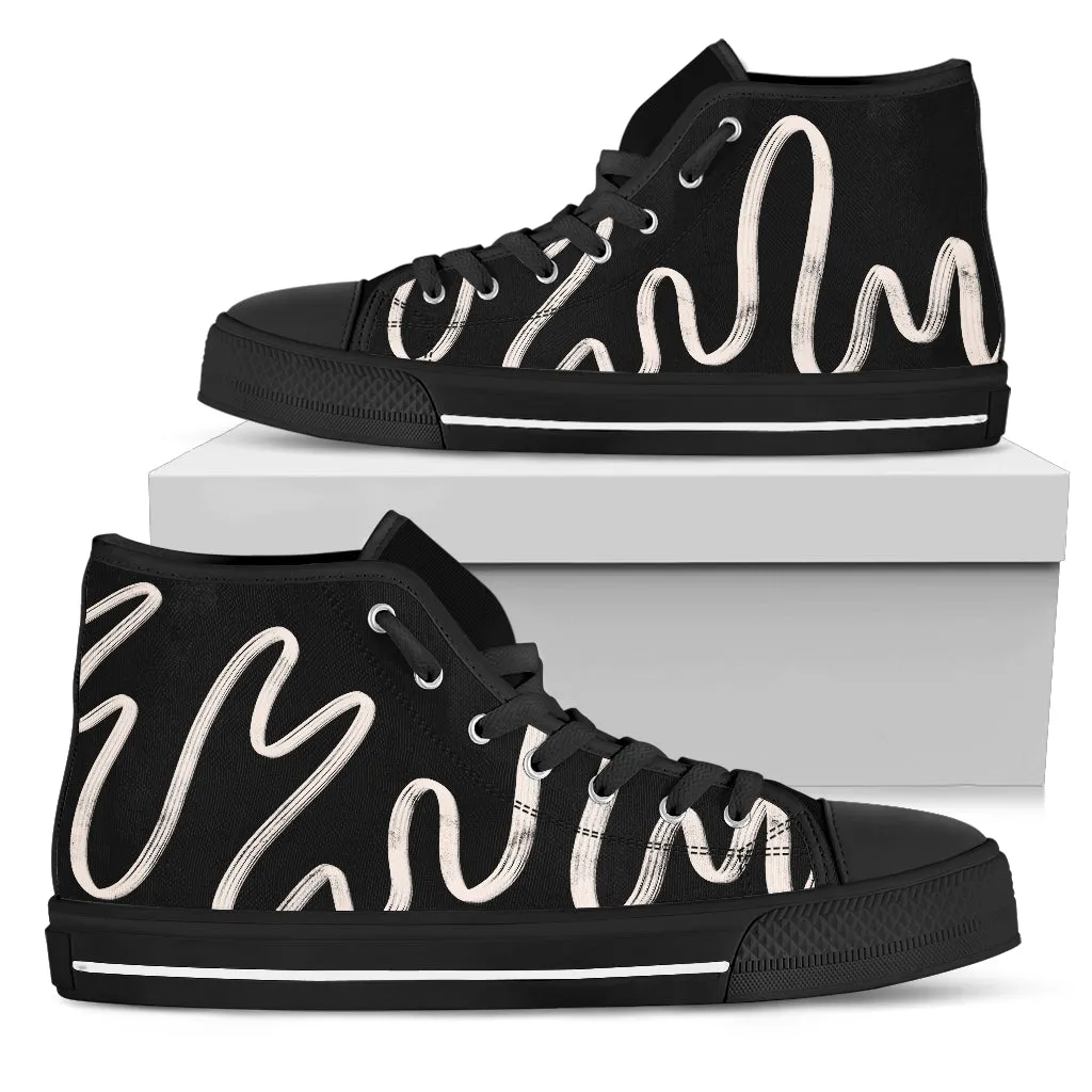 Duo Tone Squiggle Women's High Top Sneakers