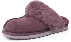 FANTURE Genuine Australian Sheepskin Women Slippers, Memory Foam Fluffy Shearling Slippers Indoor Outdoor House Shoes with Warm Lining
