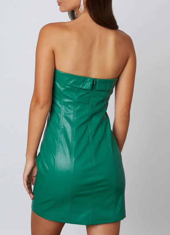 Faux Leather Strapless Mini Dress