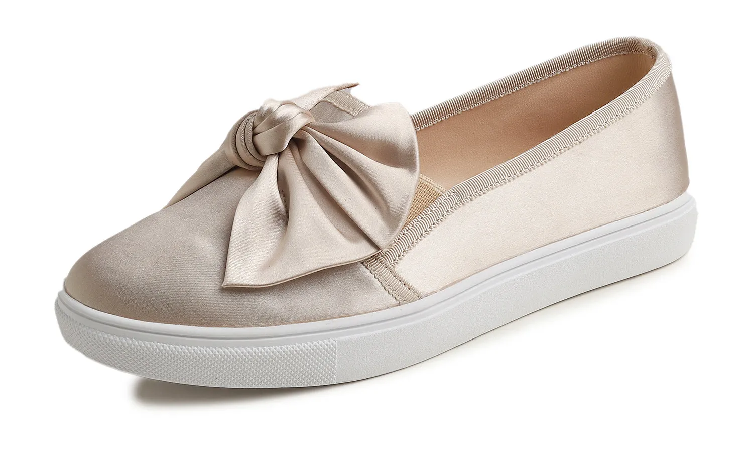 Feversole Women's Casual Slip On Sneaker Fashion Bow Tie Loafer Flats Silky