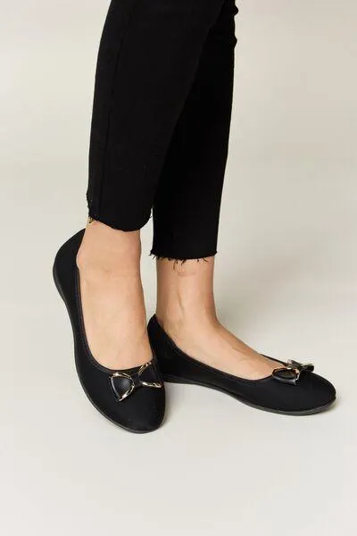 Forever Link Metal Buckle Womens Black Loafers