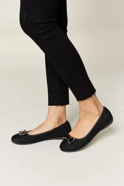 Forever Link Metal Buckle Womens Black Loafers