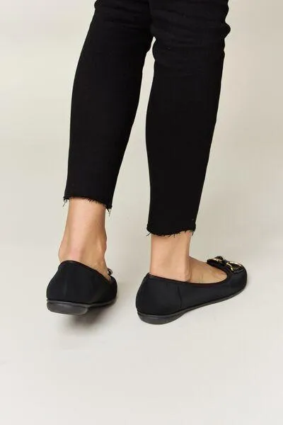 Forever Link Metal Buckle Womens Black Loafers
