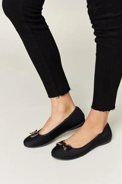Forever Link Metal Buckle Womens Black Loafers