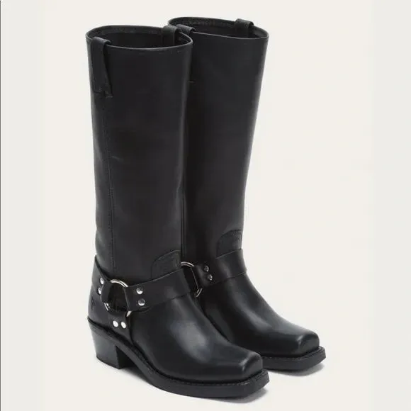 FRYE HARNESS 12R TALL LEATHER BOOTS