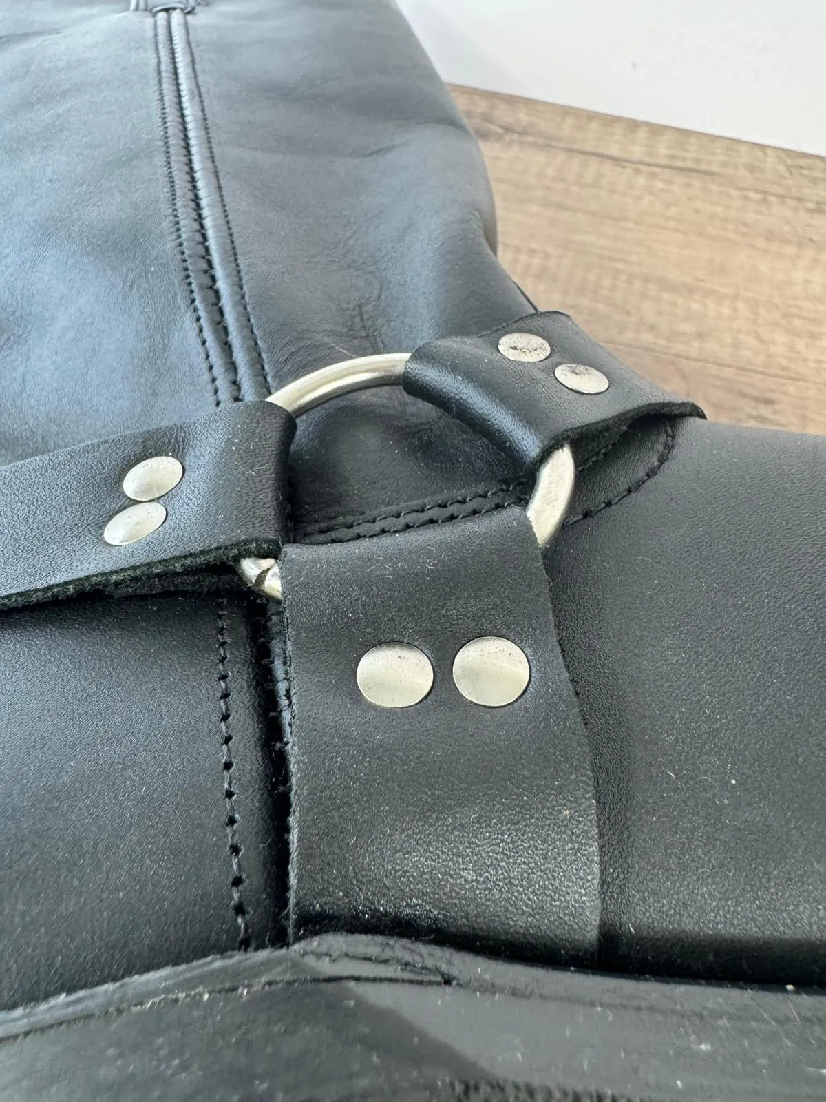 FRYE HARNESS 12R TALL LEATHER BOOTS