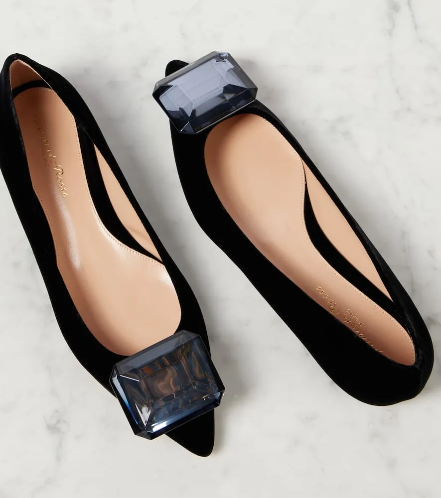 Gianvito Rossi Jaipur velvet ballet flats