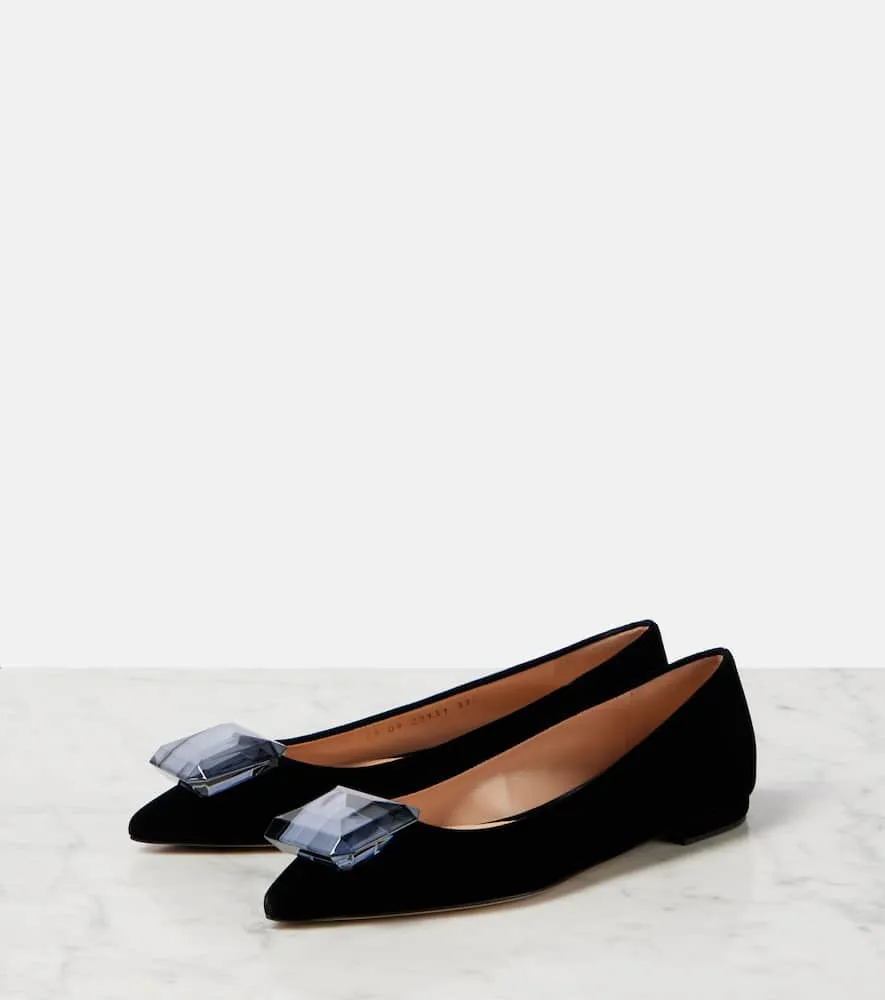 Gianvito Rossi Jaipur velvet ballet flats