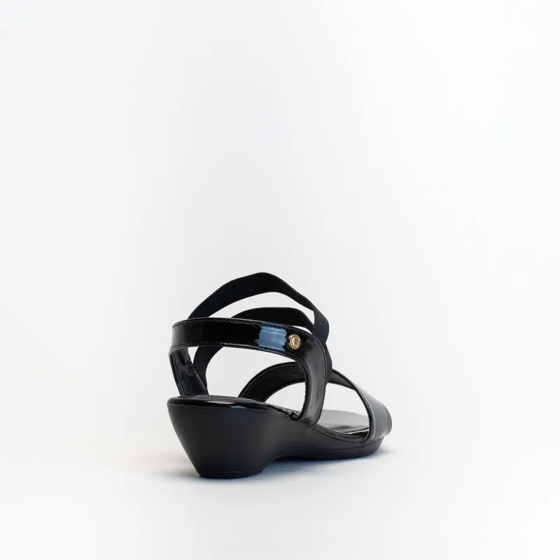 Giovanni Women Elasticated Patent Wedge Sandal _ 150552