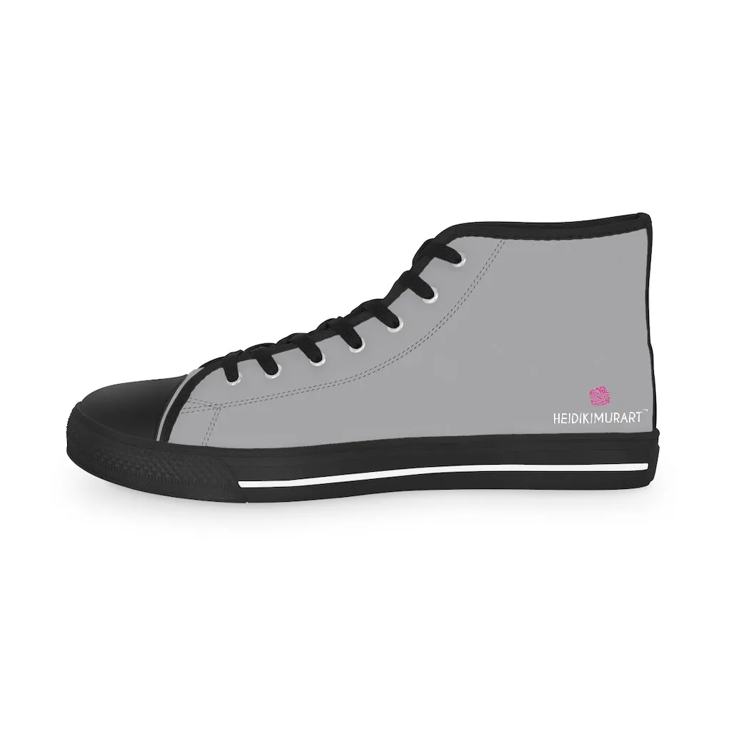 Graphite Grey Men's High Tops, Solid Color Modern Minimalist Best Men's High Top Sneakers (US Size: 5-14)