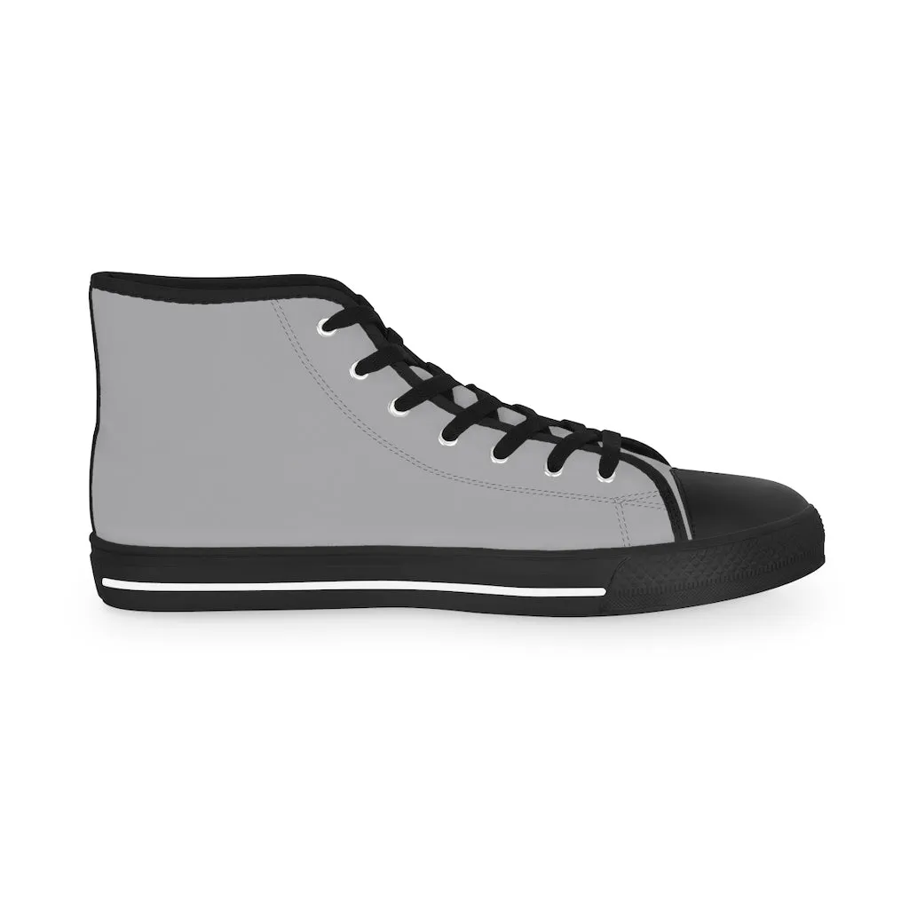 Graphite Grey Men's High Tops, Solid Color Modern Minimalist Best Men's High Top Sneakers (US Size: 5-14)