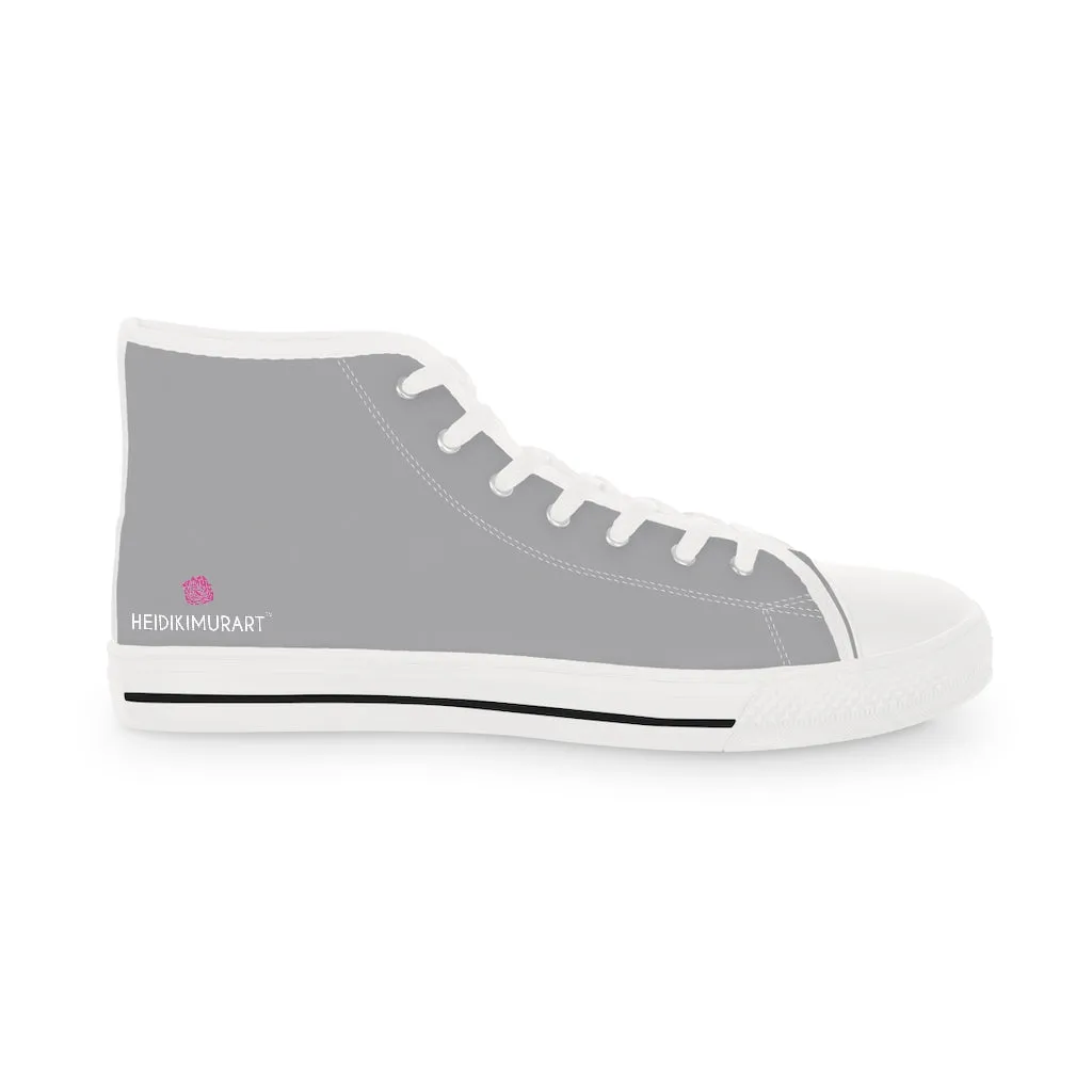 Graphite Grey Men's High Tops, Solid Color Modern Minimalist Best Men's High Top Sneakers (US Size: 5-14)