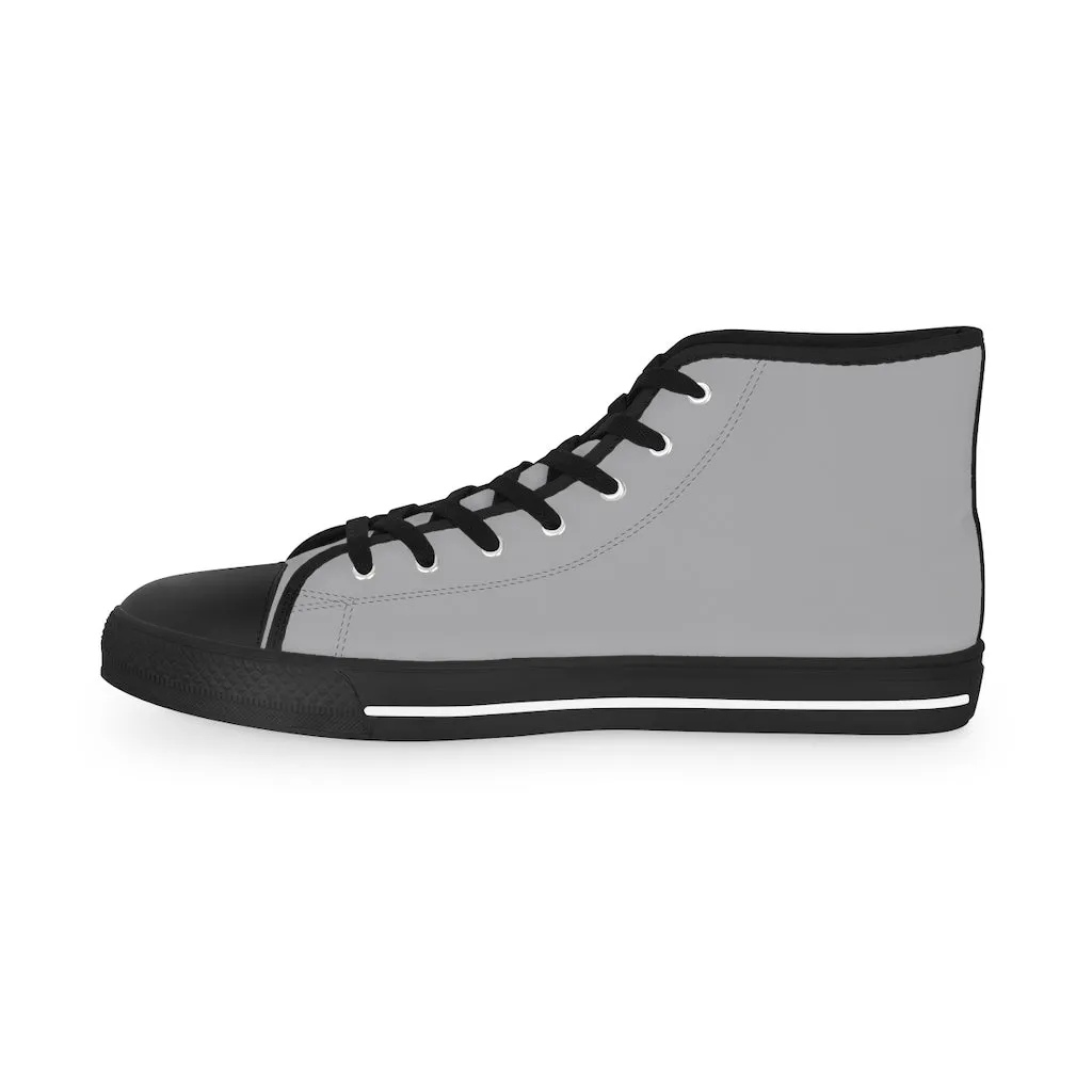 Graphite Grey Men's High Tops, Solid Color Modern Minimalist Best Men's High Top Sneakers (US Size: 5-14)