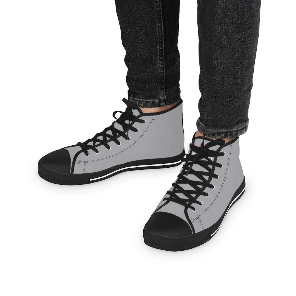 Graphite Grey Men's High Tops, Solid Color Modern Minimalist Best Men's High Top Sneakers (US Size: 5-14)