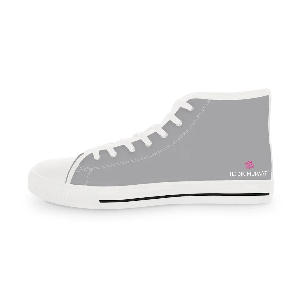 Graphite Grey Men's High Tops, Solid Color Modern Minimalist Best Men's High Top Sneakers (US Size: 5-14)