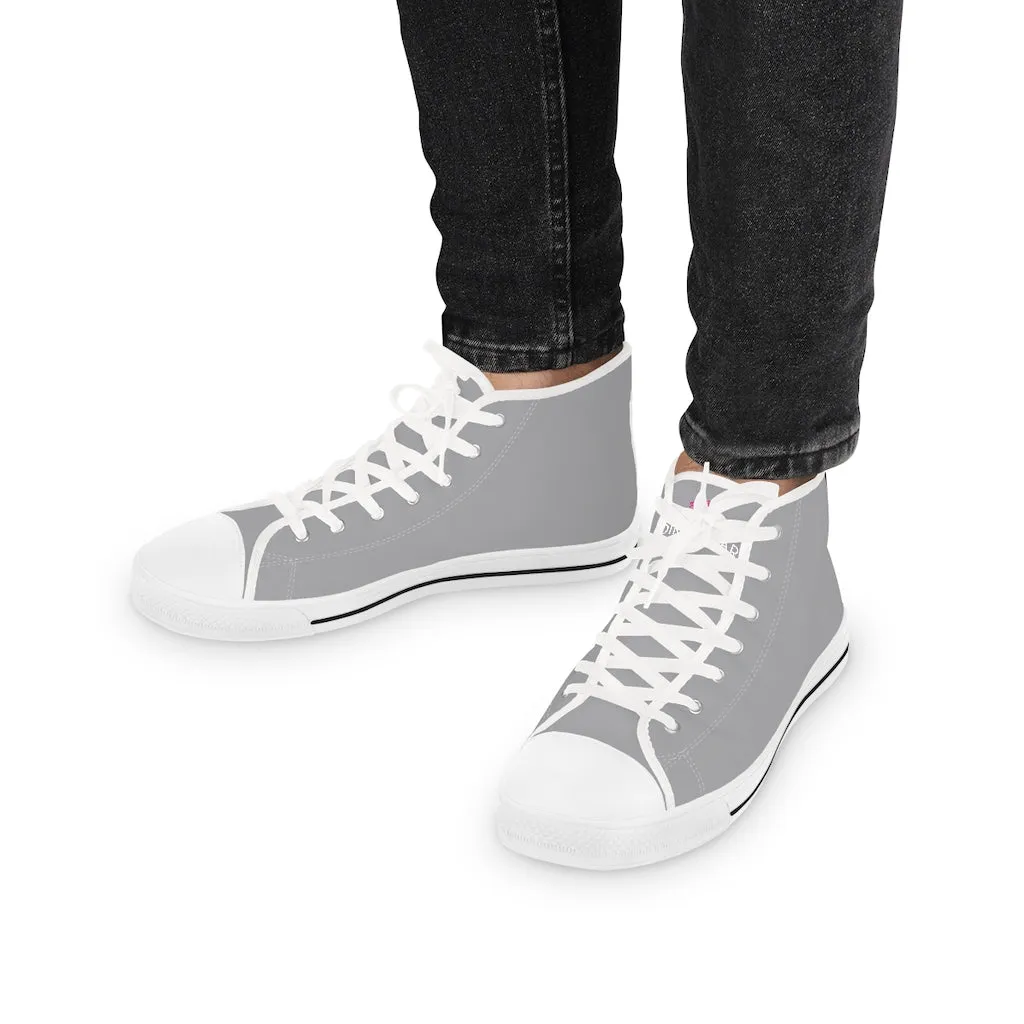 Graphite Grey Men's High Tops, Solid Color Modern Minimalist Best Men's High Top Sneakers (US Size: 5-14)
