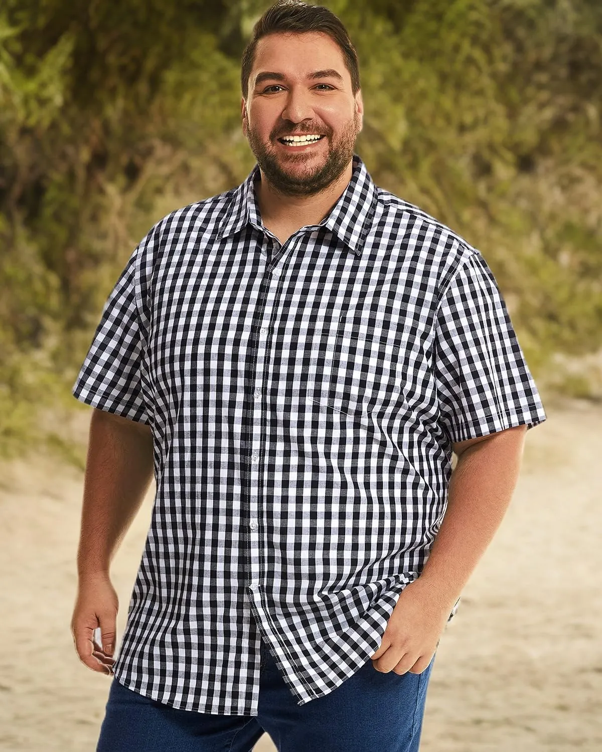 HOdo Big and Tall Mens Cotton Button Down Shirt 2XL-6XL