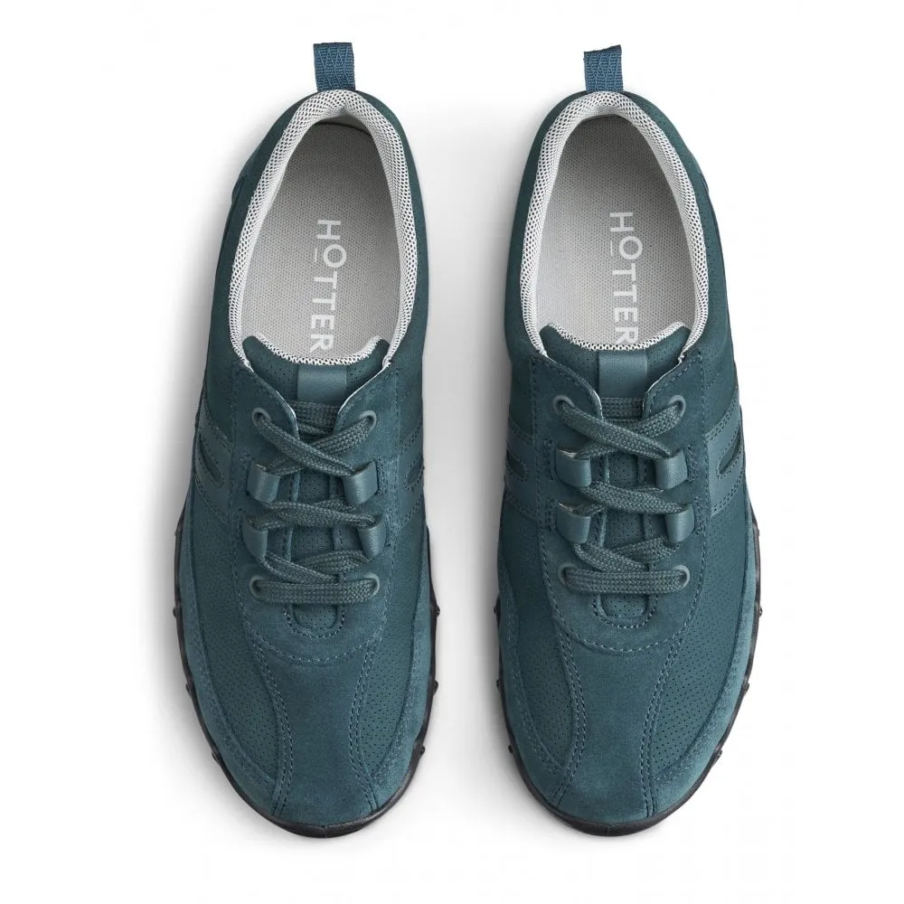 Hotter Leanne TEAL Suede Leather Trainer Style Shoe